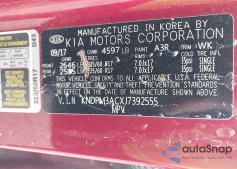 2018 Kia Sportage Lx z USA, uszkodzony, nr VIN KNDPM3ACXJ7392555